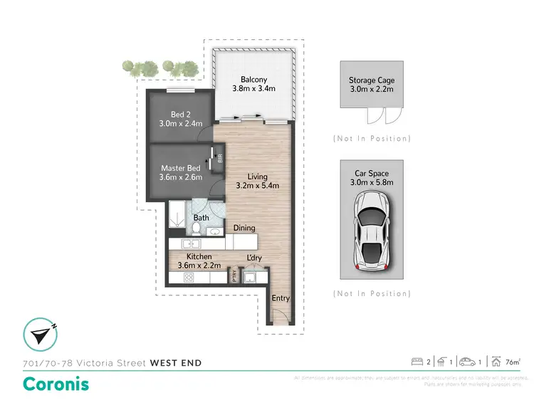 Floorplan of Homely unit listing, 701/70-78 Victoria Street, West End QLD 4101