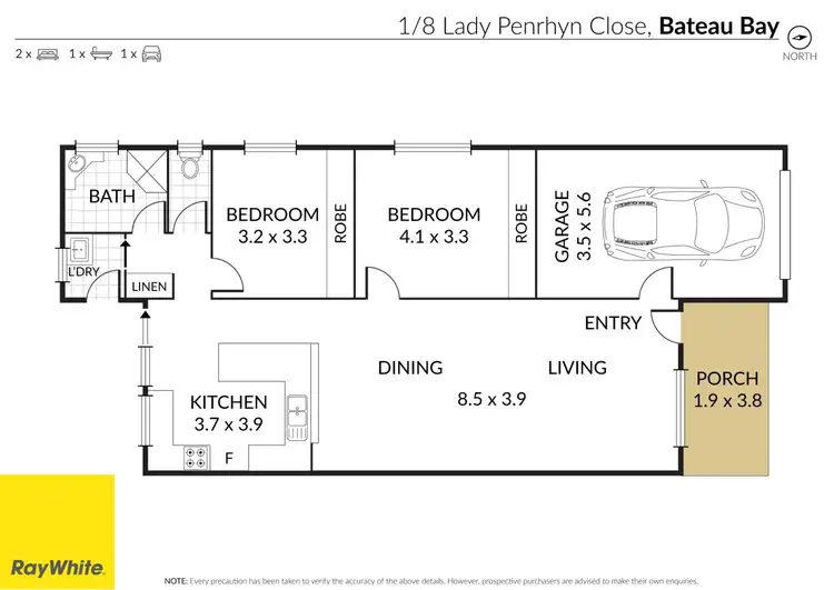 Floorplan of Homely semi-detached listing, 1/8 Lady Penrhyn Close, Bateau Bay NSW 2261