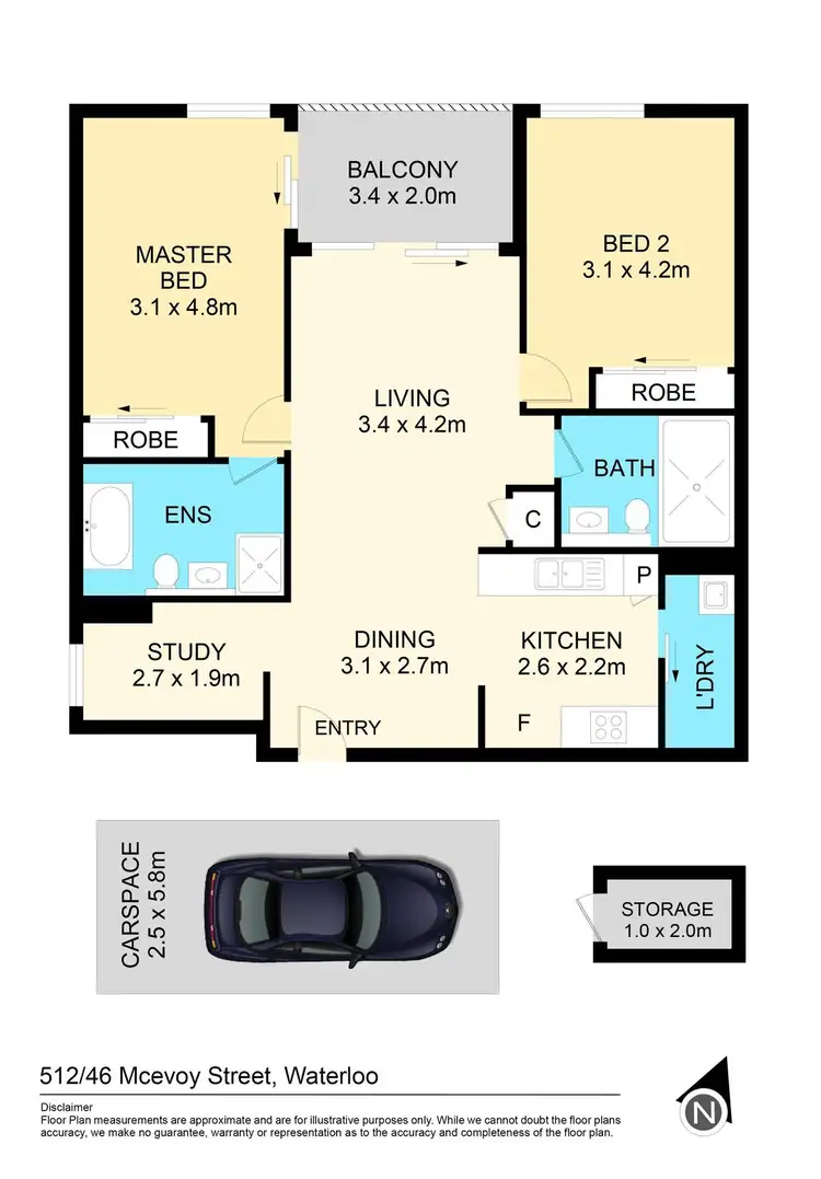Floorplan of Homely apartment listing, 512/46 McEvoy Street, Waterloo NSW 2017