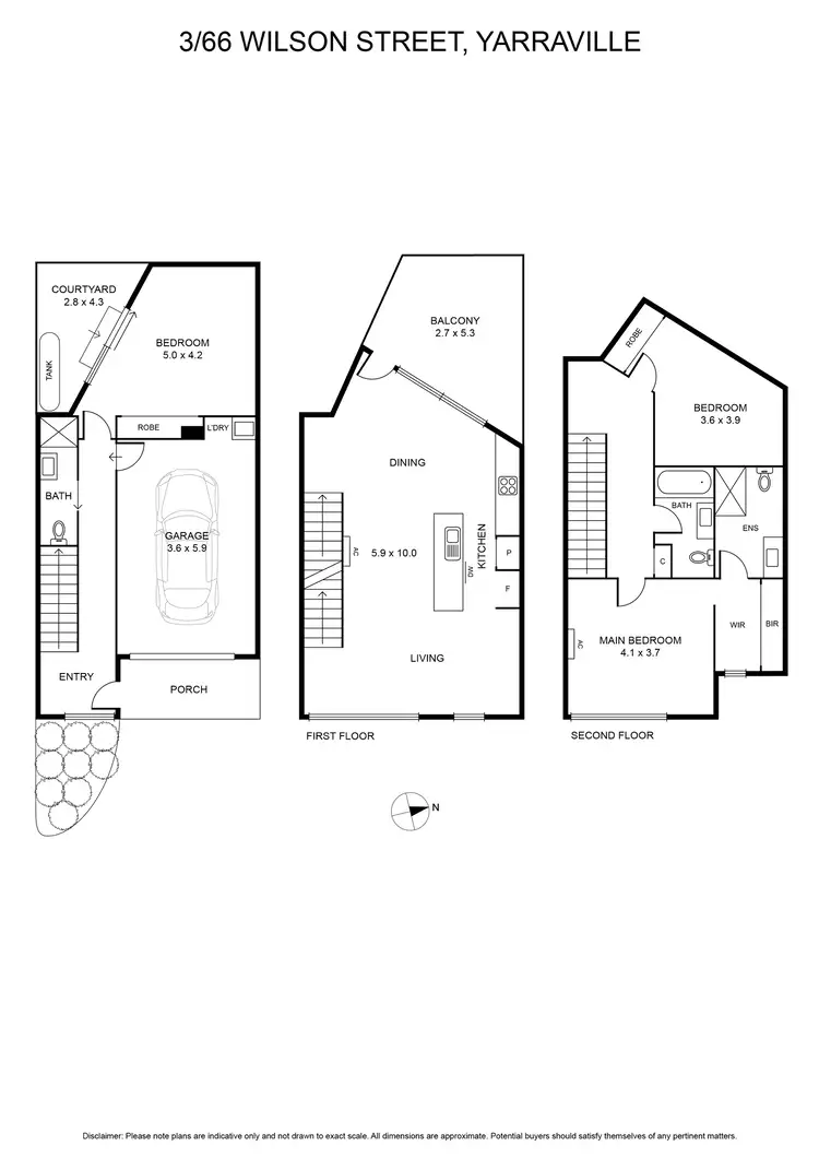Floorplan of Homely townhouse listing, 3/66 Wilson Street, Yarraville VIC 3013