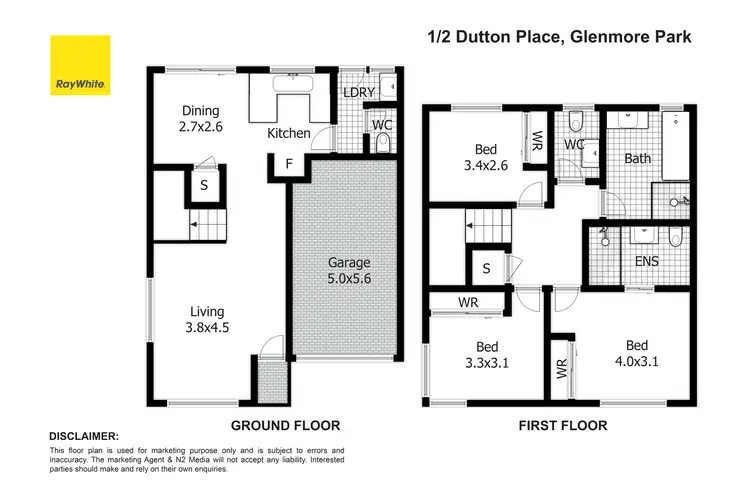 Floorplan of Homely townhouse listing, 1/2 Dutton Place, Glenmore Park NSW 2745