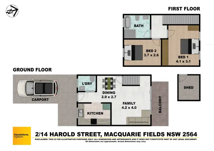 Floorplan of Homely townhouse listing, 2/14 Harold Street, Macquarie Fields NSW 2564