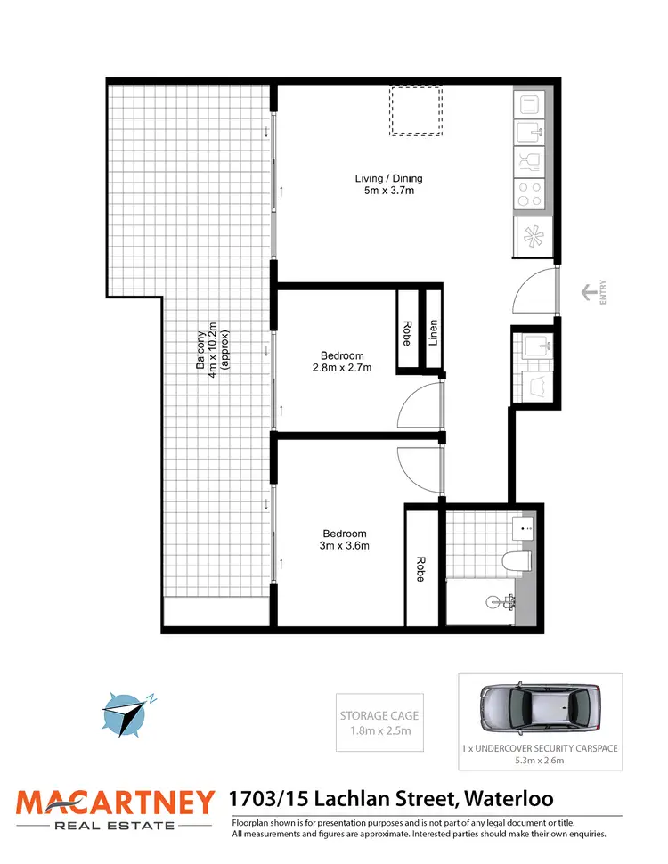 Floorplan of Homely apartment listing, 1703/15 Lachlan Street, Waterloo NSW 2017