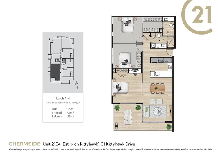 Floorplan of Homely apartment listing, Unit 2104 'Estilo on Kittyhawk' 91 Kittyhawk Drive, Chermside QLD 4032