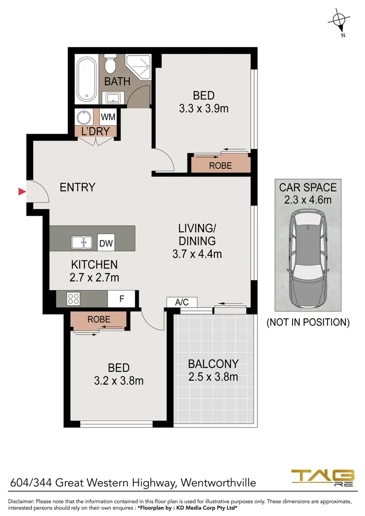 Floorplan of Homely unit listing, 604/344 Great Western Highway, Wentworthville NSW 2145