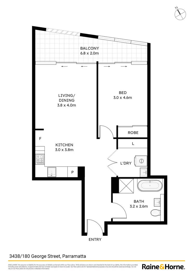 Floorplan of Homely apartment listing, 3438/180 George St, Parramatta NSW 2150