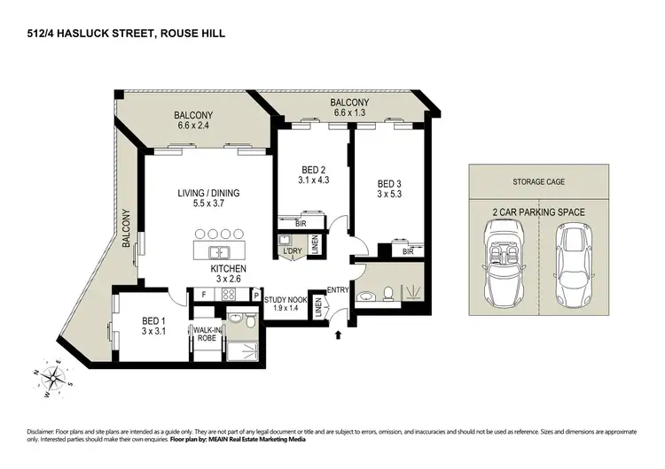 Floorplan of Homely apartment listing, 512/4A Hasluck Street, Rouse Hill NSW 2155