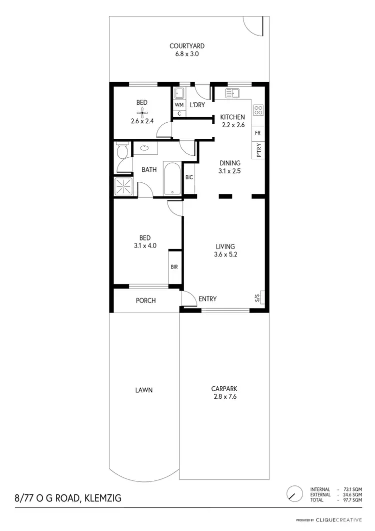 Floorplan of Homely unit listing, 8/77 O G Road, Klemzig SA 5087