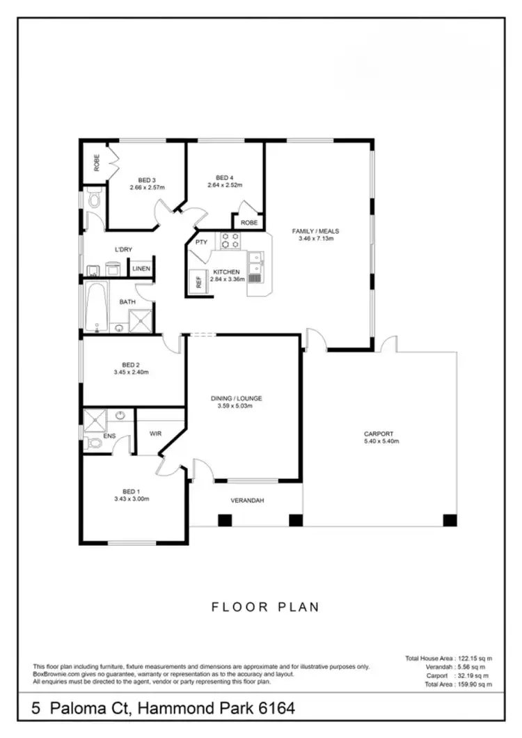 Floorplan of Homely house listing, 5 Paloma Court, Hammond Park WA 6164