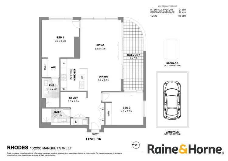 Floorplan of Homely apartment listing, 1602/35 Marquet Street, Rhodes NSW 2138