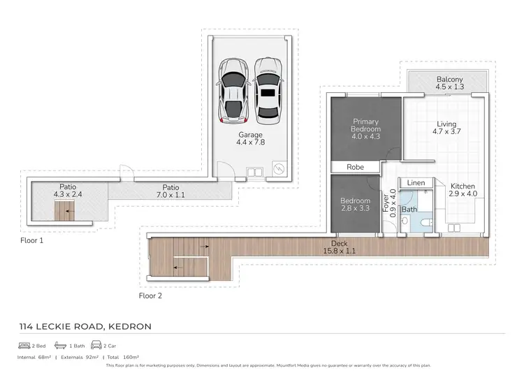 Floorplan of Homely unit listing, 2/114 Leckie Road, Kedron QLD 4031