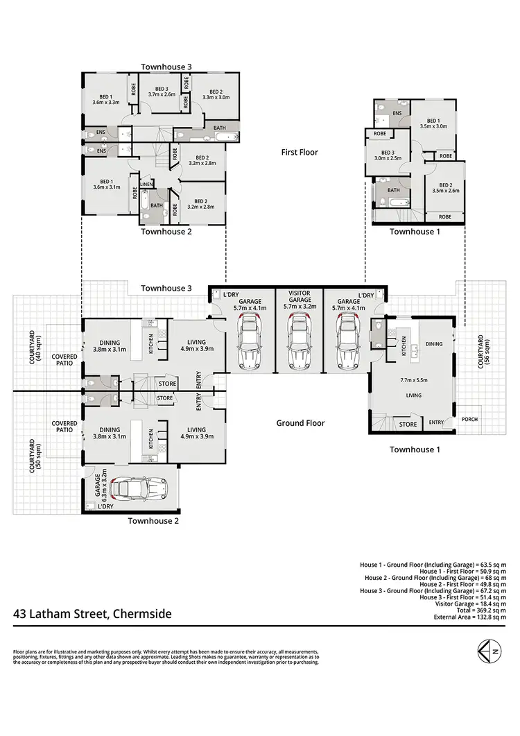 Floorplan of Homely block of units listing, 1,2&3/43 Latham Street, Chermside QLD 4032