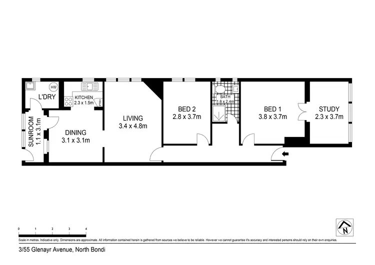 Floorplan of Homely apartment listing, 3/55 Glenayr Avenue, North Bondi NSW 2026