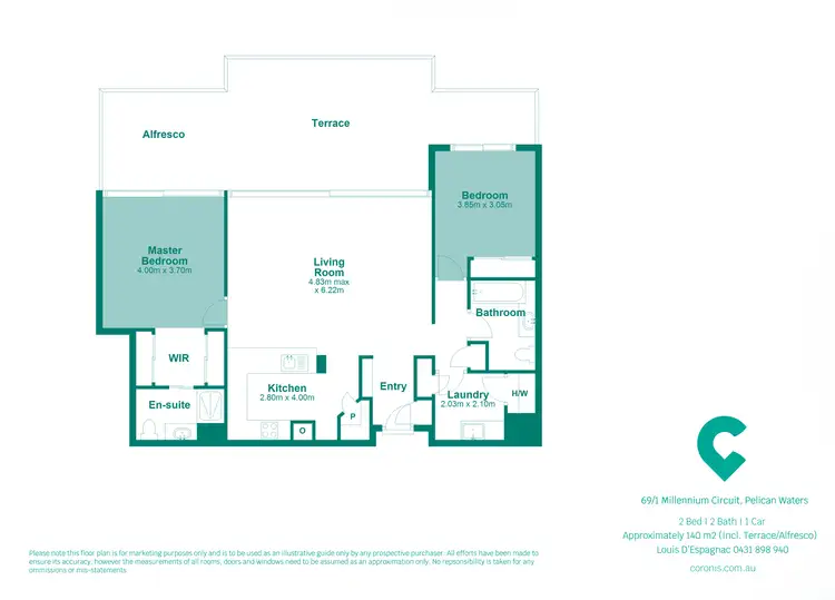 Floorplan of Homely unit listing, 69/1 Millennium Circuit, Pelican Waters QLD 4551