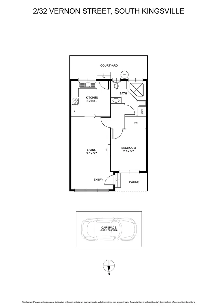 Floorplan of Homely unit listing, 2/32 Vernon Street, South Kingsville VIC 3015