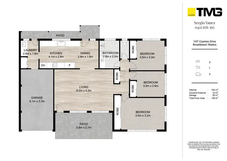 Floorplan of Homely semi-detached listing, 1/57 Cypress Drive, Broadbeach Waters QLD 4218