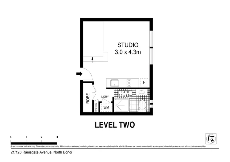 Floorplan of Homely studio listing, 21/128 Ramsgate Avenue, North Bondi NSW 2026