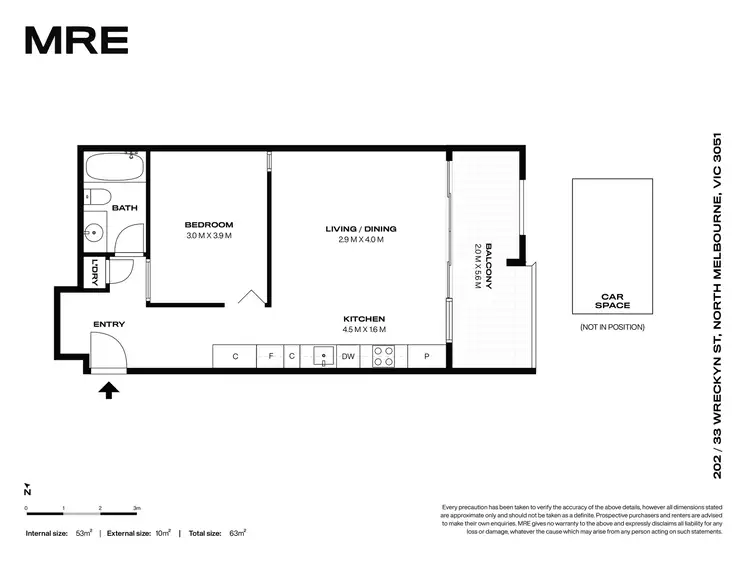 Floorplan of Homely apartment listing, 202/33 Wreckyn Street, North Melbourne VIC 3051