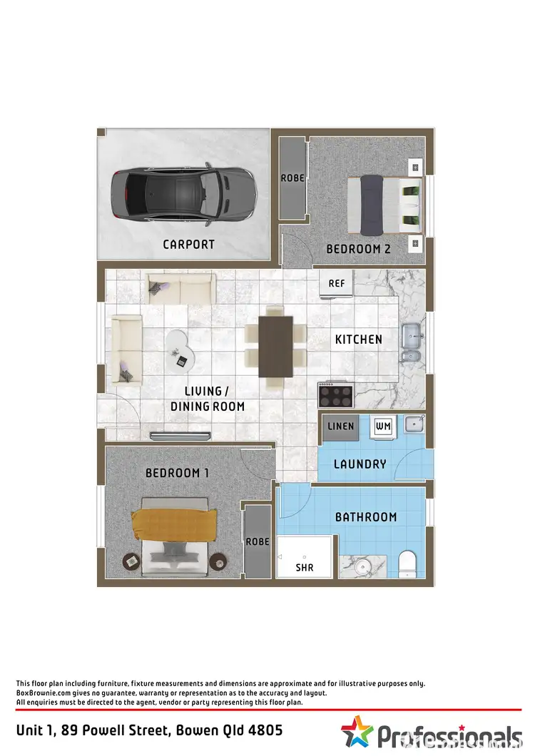 Floorplan of Homely unit listing, 1/89 Powell Street, Bowen QLD 4805