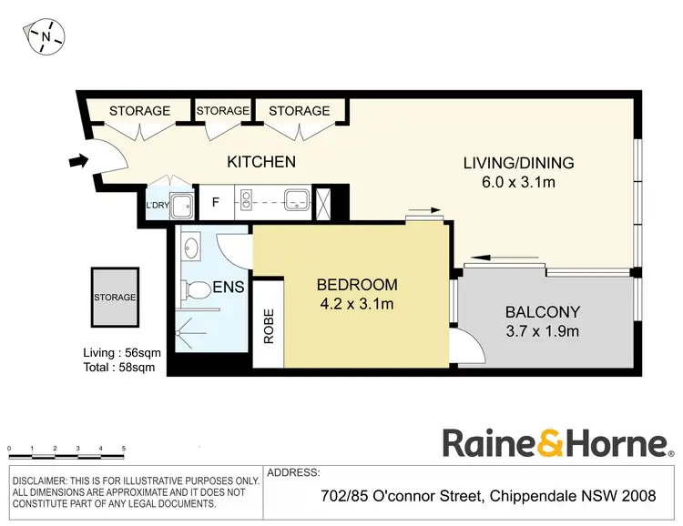 Floorplan of Homely apartment listing, 702/85 O'Connor Street, Chippendale NSW 2008