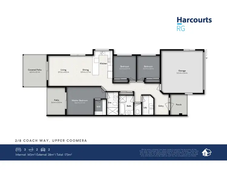 Floorplan of Homely semi-detached listing, 2/8 Coach Way, Upper Coomera QLD 4209