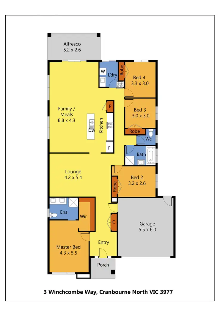 Floorplan of Homely house listing, 3 Winchcombe Way, Cranbourne North VIC 3977
