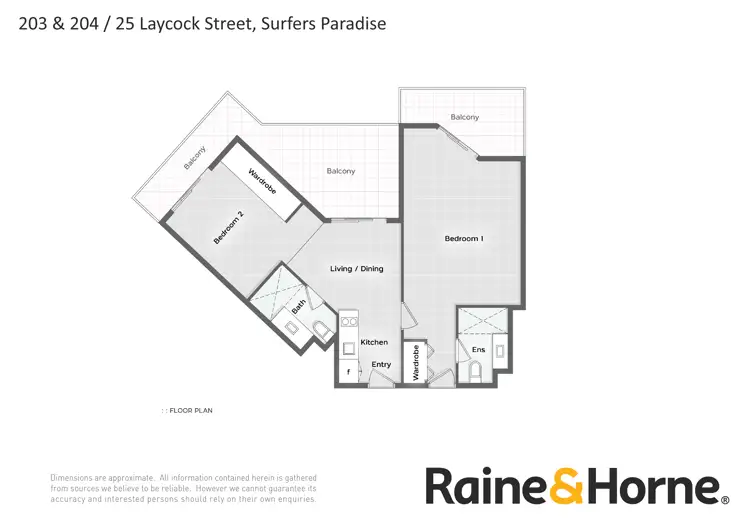 Floorplan of Homely apartment listing, 203 & 204/25 Laycock Street, Surfers Paradise QLD 4217
