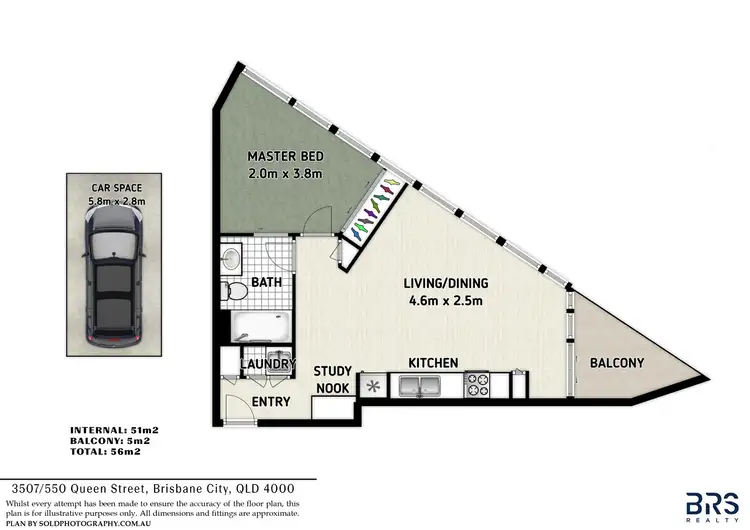 Floorplan of Homely apartment listing, 3507/550 Queen Street, Brisbane City QLD 4000