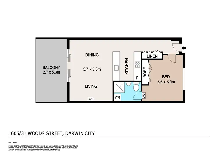 Floorplan of Homely apartment listing, 1606/31 Woods Street, Darwin City NT 800