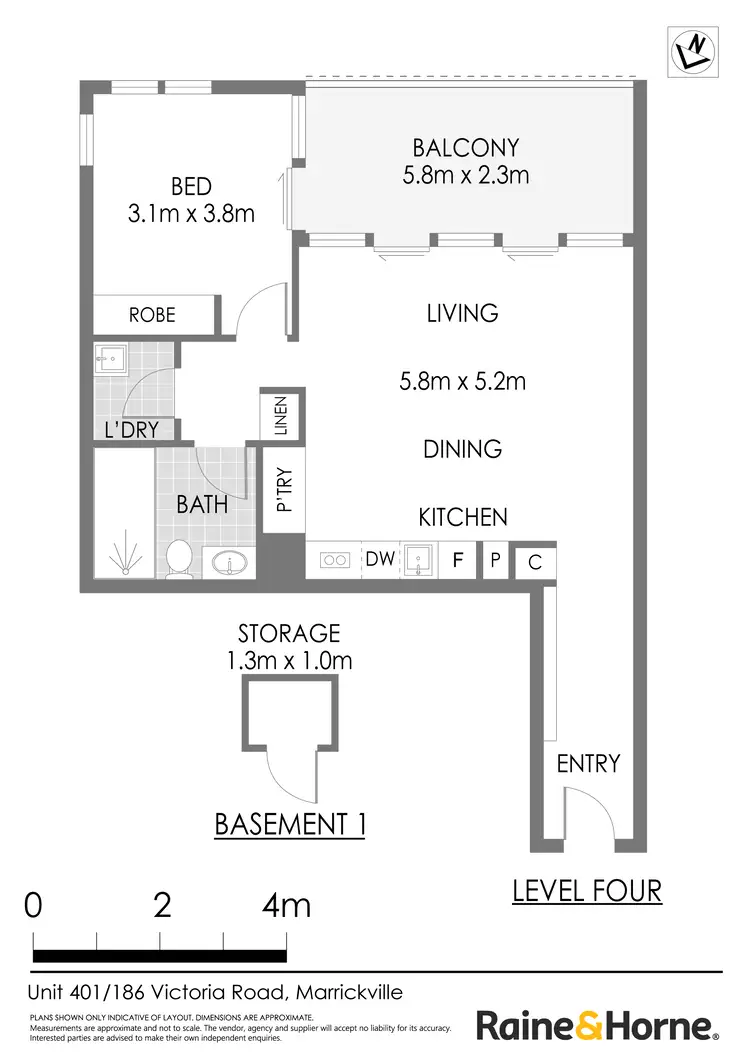 Floorplan of Homely apartment listing, 401/186A Victoria Road, Marrickville NSW 2204