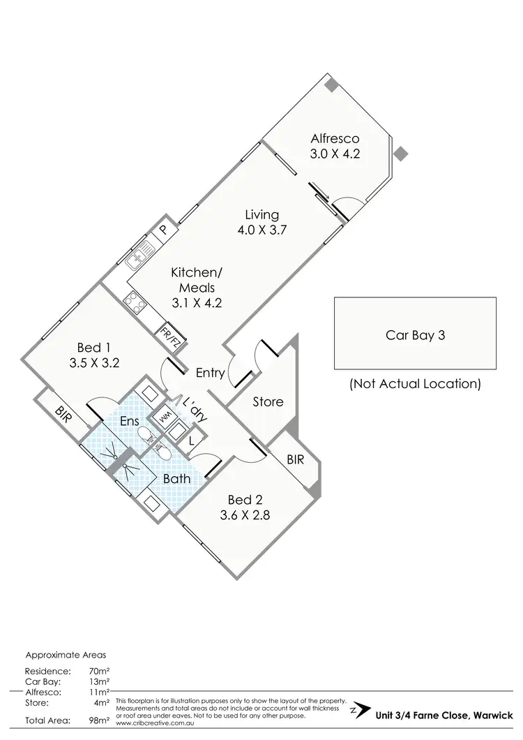 Floorplan of Homely apartment listing, 3/4 Farne Close, Warwick WA 6024