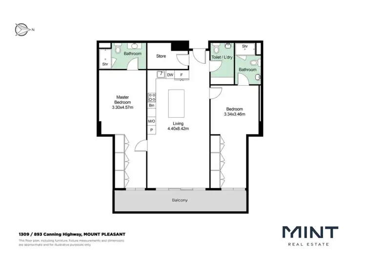 Floorplan of Homely apartment listing, 1309/893 Canning Highway, Mount Pleasant WA 6153
