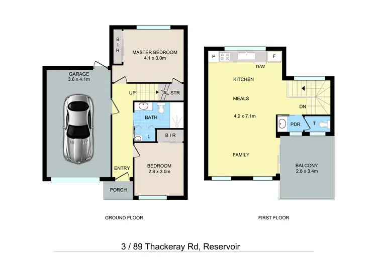 Floorplan of Homely townhouse listing, 3/89 Thackeray Road, Reservoir VIC 3073