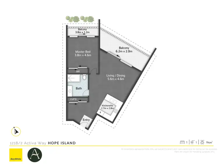 Floorplan of Homely apartment listing, 1218/2 Activa Way, Hope Island QLD 4212