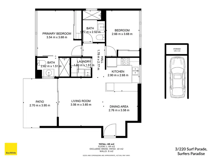 Floorplan of Homely apartment listing, 3/220 Surf Parade, Surfers Paradise QLD 4217