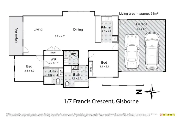 Floorplan of Homely house listing, 1/7 Francis Crescent, Gisborne VIC 3437