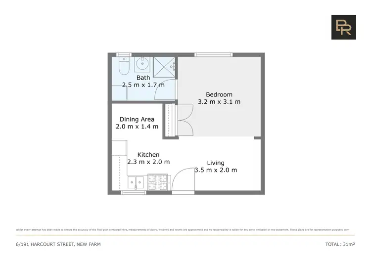 Floorplan of Homely studio listing, 6/191 Harcourt Street, New Farm QLD 4005