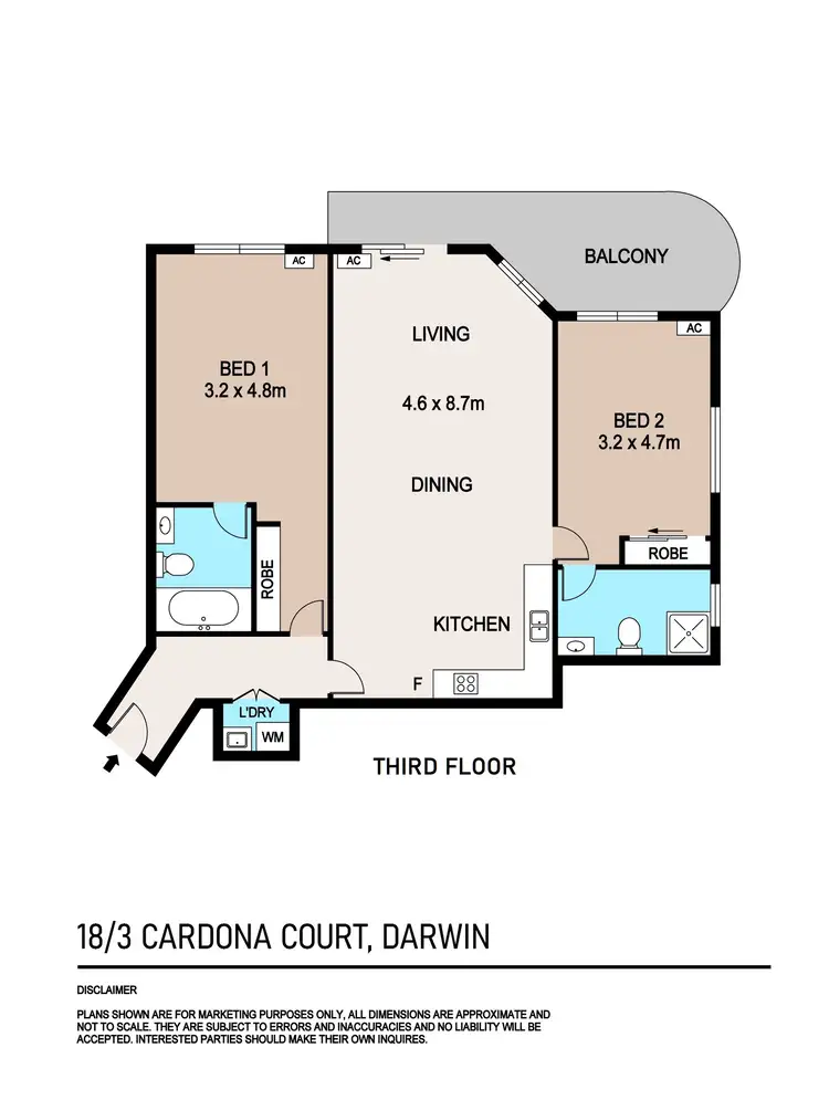 Floorplan of Homely unit listing, 18/3 Cardona Court, Darwin City NT 800