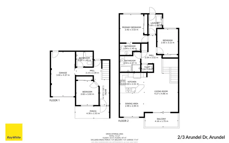 Floorplan of Homely townhouse listing, 2/3 Arundel Drive, Arundel QLD 4214