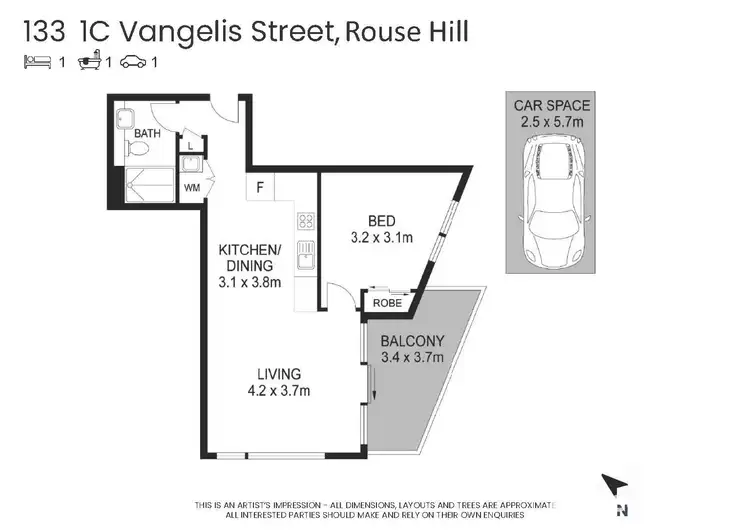 Floorplan of Homely apartment listing, 133/1C Vangelis Street, Rouse Hill NSW 2155