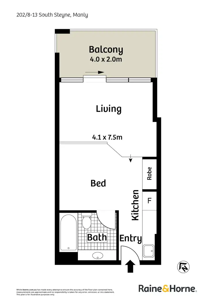 Floorplan of Homely studio listing, 202/8-13 South Steyne, Manly NSW 2095