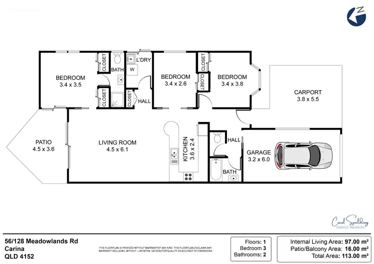 Floorplan of Homely villa listing, 56/128 Meadowlands Road, Carina QLD 4152