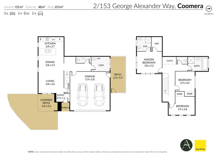 Floorplan of Homely semi-detached listing, 2/153 George Alexander Way, Coomera QLD 4209