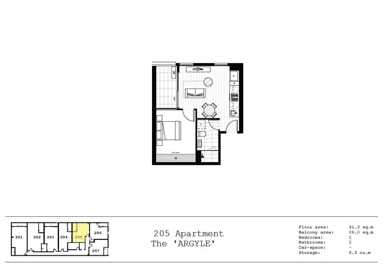 Floorplan of Homely apartment listing, 205/81 Argyle Street, Fitzroy VIC 3065