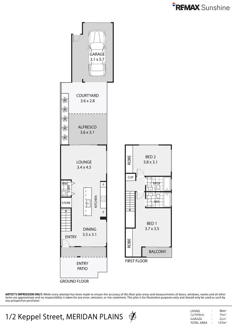 Floorplan of Homely townhouse listing, 1/2 Keppel St Street, Meridan Plains QLD 4551