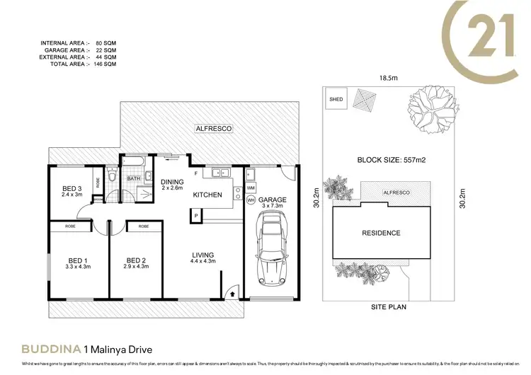 Floorplan of Homely house listing, 1 Malinya Drive, Buddina QLD 4575