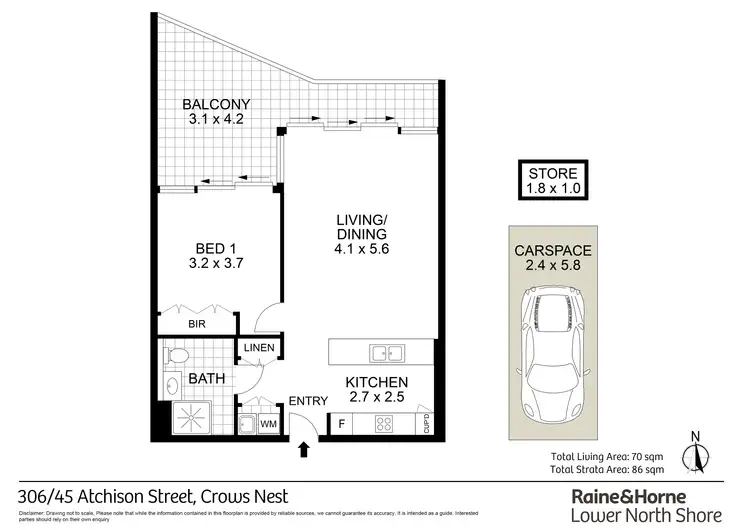 Floorplan of Homely apartment listing, 306/45 Atchison Street, Crows Nest NSW 2065