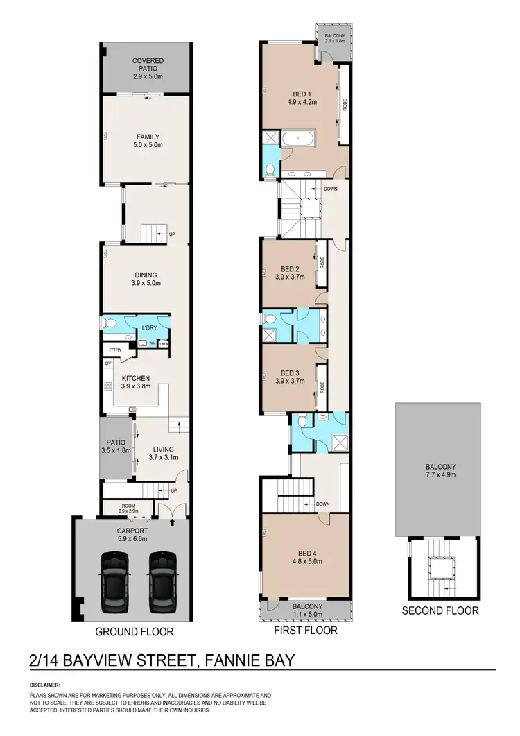 Floorplan of Homely townhouse listing, 2/14 Bayview Street, Fannie Bay NT 820