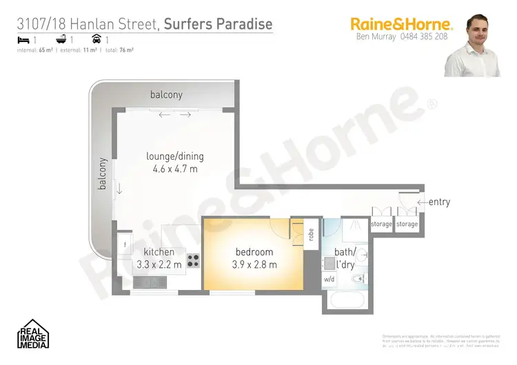 Floorplan of Homely apartment listing, 3107/18 Hanlan Street, Surfers Paradise QLD 4217