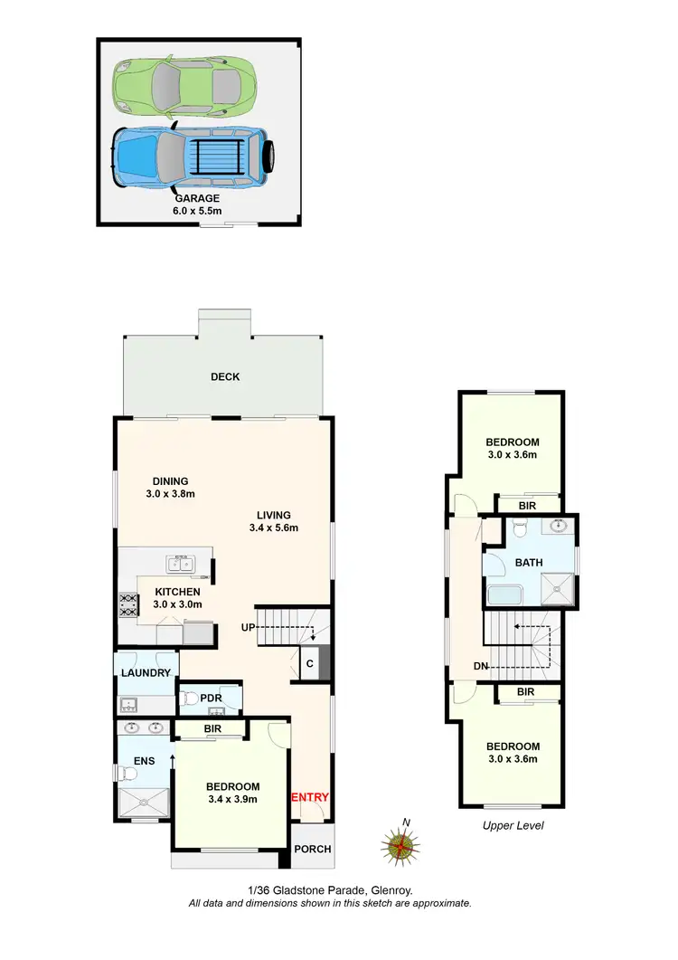 Floorplan of Homely townhouse listing, 1/36 Gladstone Parade, Glenroy VIC 3046